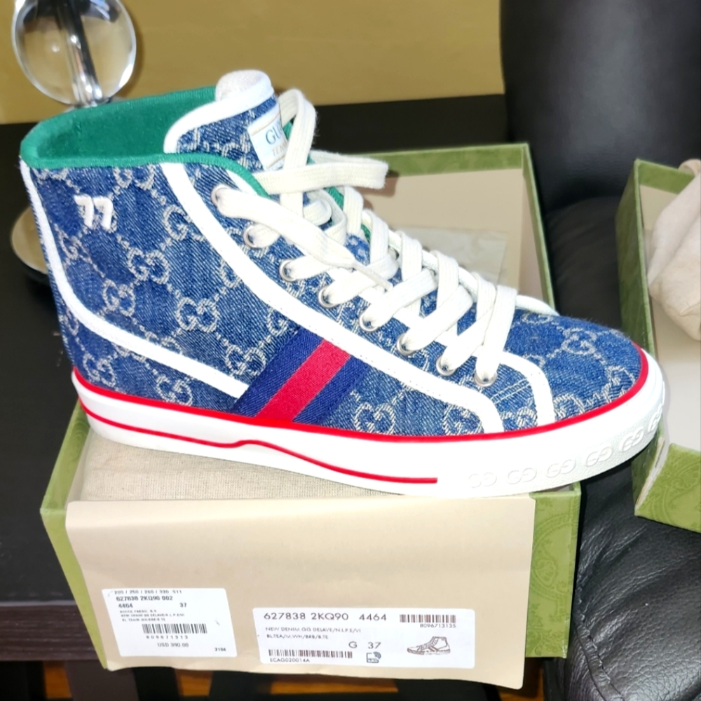 Gucci Denim Blue High-Top Sneakers